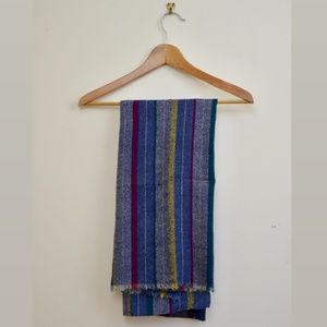 Striped Grey Wool Scarf